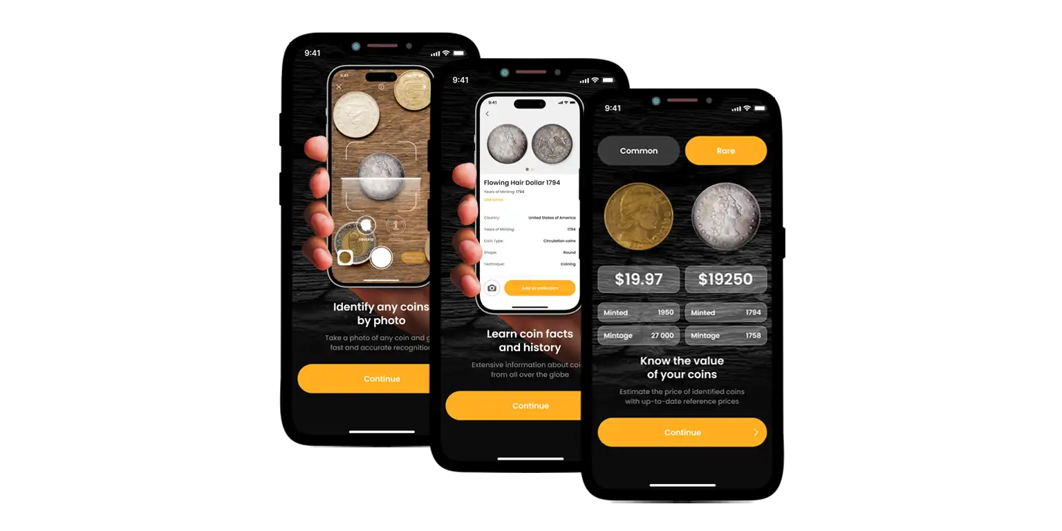 A screenshot from the Coin ID Scanner app in the process of scanning a coin.